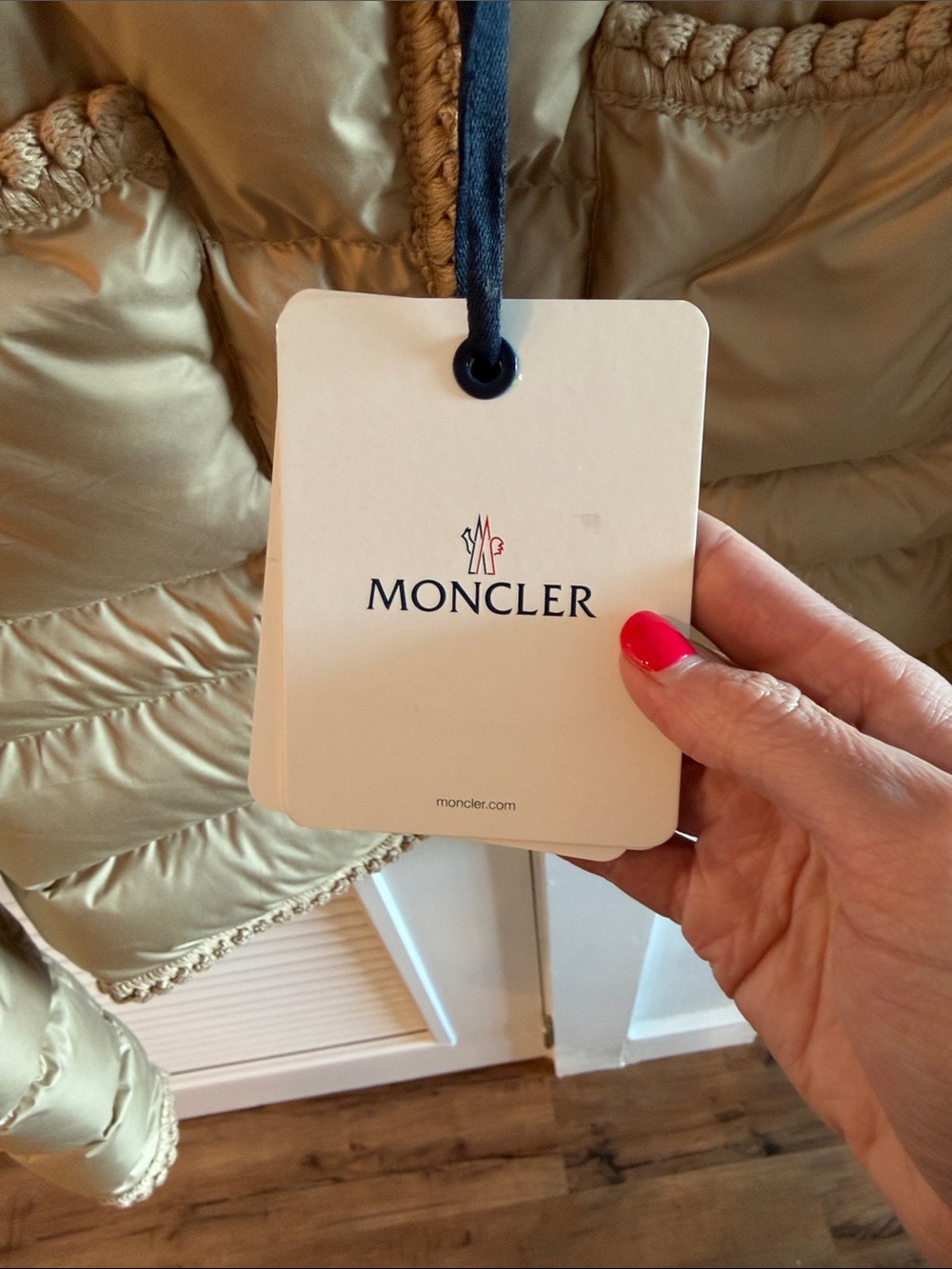 Moncler Beige Short Quilted Puffer Jacket - Picture 2 of 4